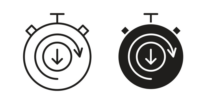 Down time icons vector. Line and glyph design with editable stroke
