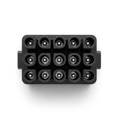 Isolated 3D Render of a Black Electrical Terminal Block
