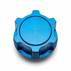 Studio Shot of Blue Metallic Automotive Oil Filler Cap