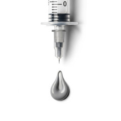 Studio Shot of Syringe Dripping Viscous Grey Substance