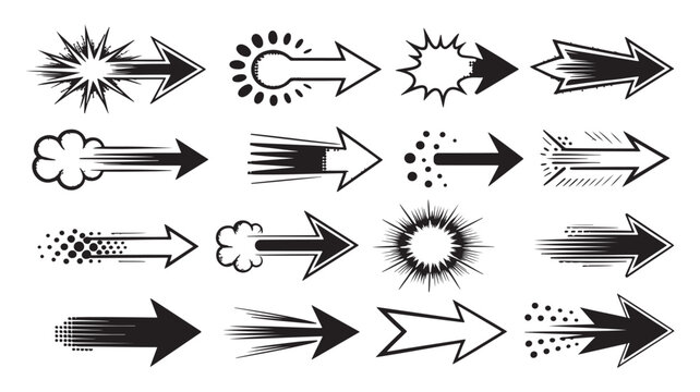 Dynamic motion arrow effects for speed and energy concept illustrations, action-oriented marketing materials, and performance-driven infographic visualization projects