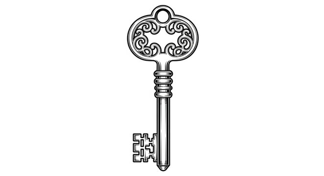 vector illustration of an old key
