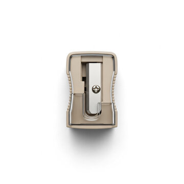 Top View of Beige Plastic Pencil Sharpener