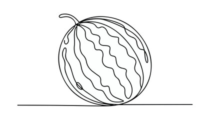 One continuous line illustration of an Watermelon fruits, isolated on white background.