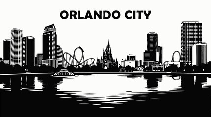 orlando city skyline urban architecture downtown landmark travel tourism america usa landscape metropolitan business culture modern historic destination famous district with theme park lake florida © samira