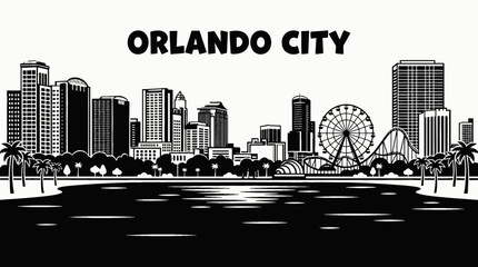 orlando city skyline urban architecture downtown landmark travel tourism america usa landscape metropolitan business culture modern historic destination famous district with theme park lake florida © samira