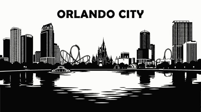 orlando city skyline urban architecture downtown landmark travel tourism america usa landscape metropolitan business culture modern historic destination famous district with theme park lake florida