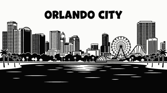 orlando city skyline urban architecture downtown landmark travel tourism america usa landscape metropolitan business culture modern historic destination famous district with theme park lake florida