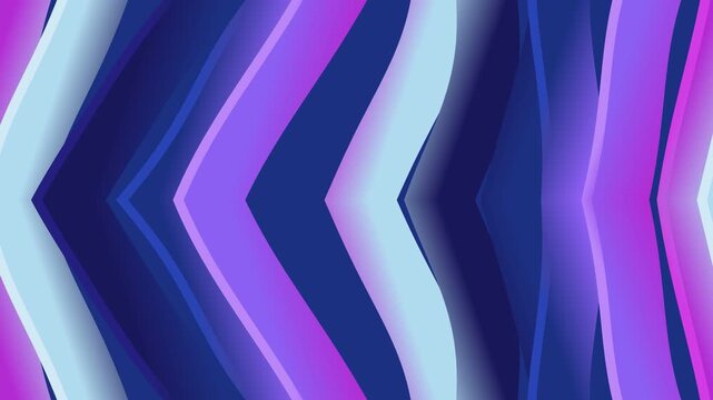 Dynamic pattern of layered chevrons in shades of blue and purple, creating a vibrant abstract background viewed from a straight-on perspective