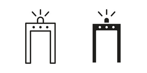 Metal detector icons vector. Line and glyph design with editable stroke
