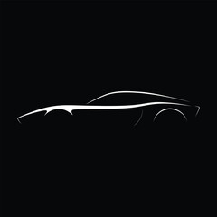 Obraz premium Ultra Minimalist Sports Car Body Silhouette on Black Background