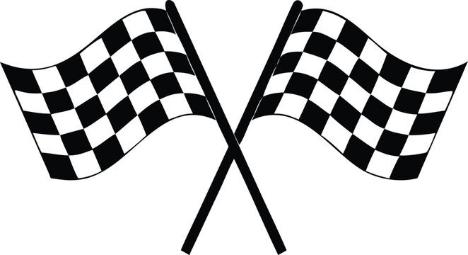 Two checkered racing flags are crossed symbolizing victory and competition high quality professional