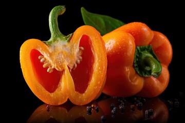 Vibrant Orange Bell Peppers Still Life Slice Freshness Culinary Delight Ingredients Cooking Vegetarian Vegan Diet Nutrition Healthy Eating Kitchen Culinary Exploration