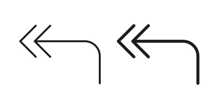Reply all icons vector. Line and glyph design with editable stroke