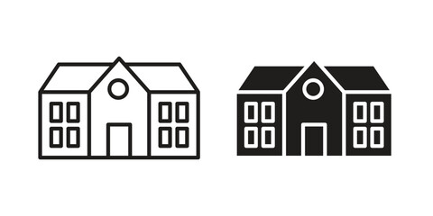 school icons vector. Line and glyph design with editable stroke © Pop