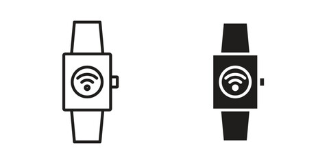 Smartwatch icons vector. Line and glyph design with editable stroke