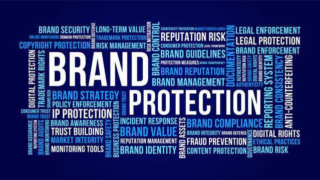 Brand Protection Word Cloud for Reputation Security Legal Enforcement and Risk Management