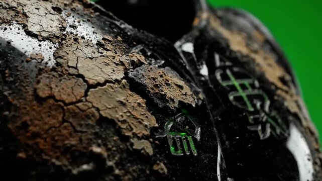 Water Reveals Aztec Fantasy Symbol Under Dry Mud Green Screen