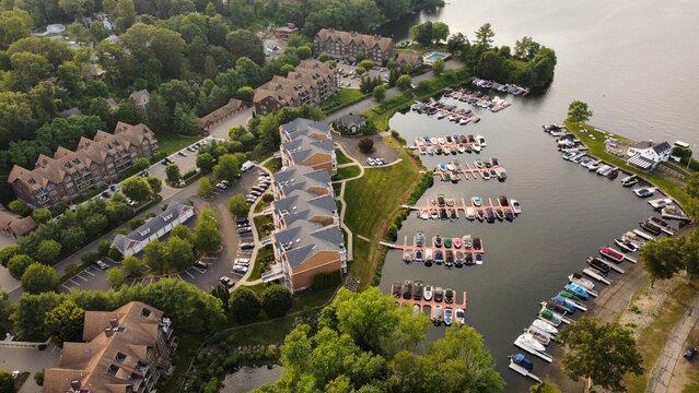 Aerial View of Marina and Apartment Complex in Danbury, Connecticut