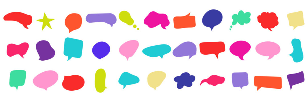 Colorful Speech Bubble Icons. Comic and Chat Cloud. Vector Illustration