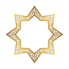 Elegant Gold Islamic Star Geometric Pattern Frame - Festive Decorative Border with Arabic Motif
