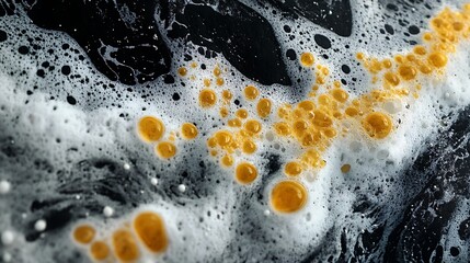A close-up view of bubbles forming on the surface of a liquid