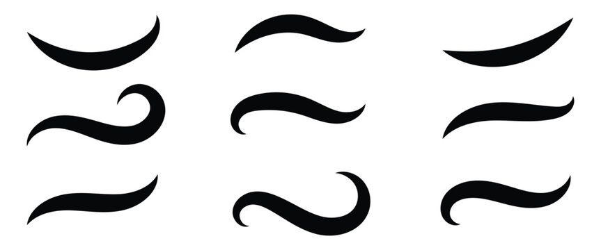 Typography shape Swoosh and swash tails in retro style used for graphic design element and athletics logos. Vector illustration.