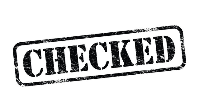Checked Stamp: A bold stamp imprint, bearing the word CHECKED, clearly indicates completion or approval