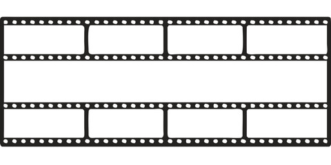 Obraz premium A black film strip with rectangular frames and perforated edges