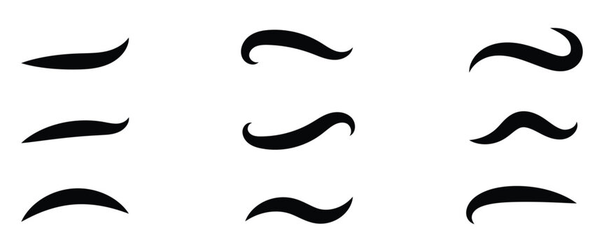 Set of dynamic curved swoosh tail elements. Baseball of football swoosh text tails in retro style. Sporty  swash strokes for vintage typography and font design. Eps10.