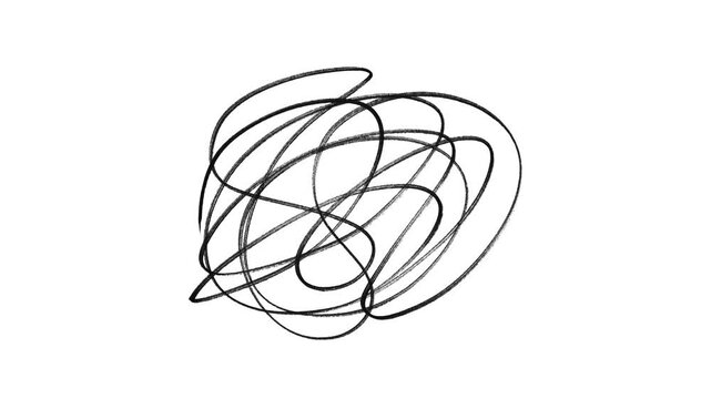 Hand-Drawn Black Scribble Circle, Abstract Messy Ink Doodle on Transparent Background with Alpha Channel	