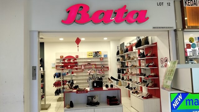 Selangor-Malaysia Jan 18th 2026, Store front of a Bata retail shoe shop displaying footwear and accessories on organized shelves