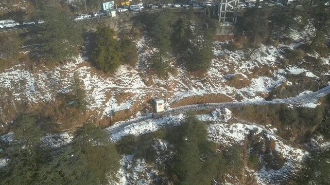 Shimla City and railway station aerial view,