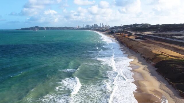 Aerial view of Via Costeira, Natal, Rio Grande do Norte, Brazil.