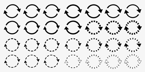 Arrangement of circular arrows showing loading or cyclical processes