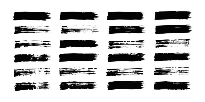 Collection of abstract black brush strokes arranged in a grid pattern