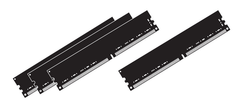 Random access memory modules vector illustration for computer performance upgrade and tech hardware