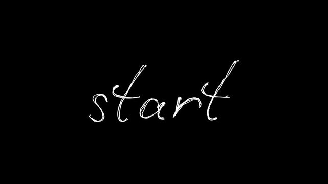 The word "Start" is handwritten in a scribble style in black on a white background. Hand drawn Loop stop motion animation with an alpha channel.