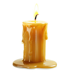 A beautifully lit candle with melting wax and flickering flame