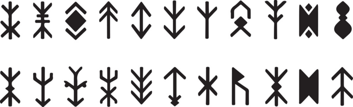 Ancient cuneiform script symbols and logograms