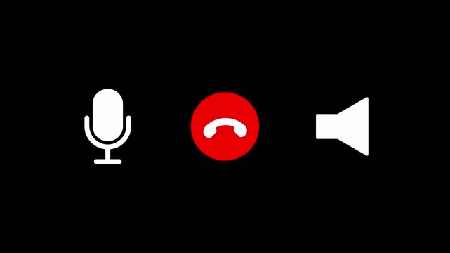 End Call Interface Animation with Shaking Phone Icon and Communication Symbols