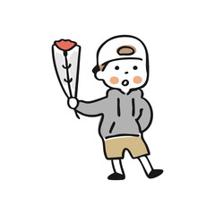 【母の日】花を持つ男の子②