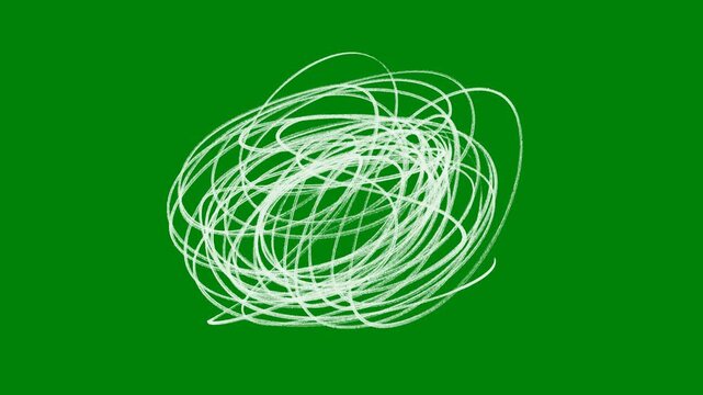 Chaotic Black Scribble Doodle with Messy Pencil Lines, Abstract Hand-Drawn Scribbles on Transparent Background with Alpha Channel