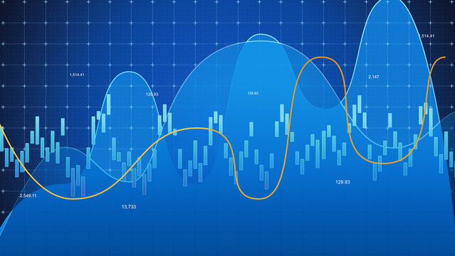 Complex data visualization shows trends and patterns in statistical charts over time