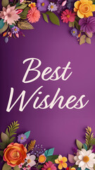 Obraz premium Best Wishes Floral Top Bottom Vertical Feminine Purple Text 