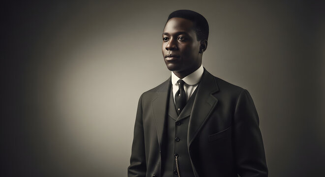 Black American Scientist Posing for Camera in 1900s Style