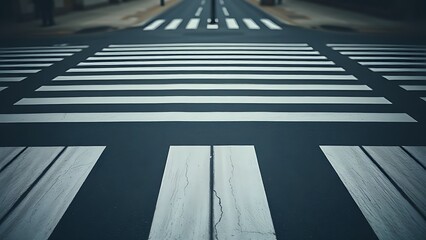 Obraz premium crosswalk. An abstract high-angle view of an urban crosswalk, featuring muted tones and a minimalist aesthetic. mobility guides, transit brochures, designed for transport & logistics marketing.