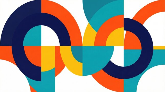 Abstract geometric background with colorful overlapping circles and shapes,vibrant modern art pattern in flat style,suitable for branding,decoration and design themes