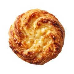 Fototapeta premium A pastry with a swirl of cheese and a golden crust