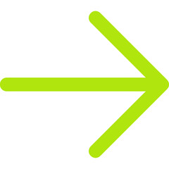 Obraz premium A simple flat lime green arrow icon pointing right on a clean white background, symbolizing direction, navigation, next steps, and progress in user interfaces